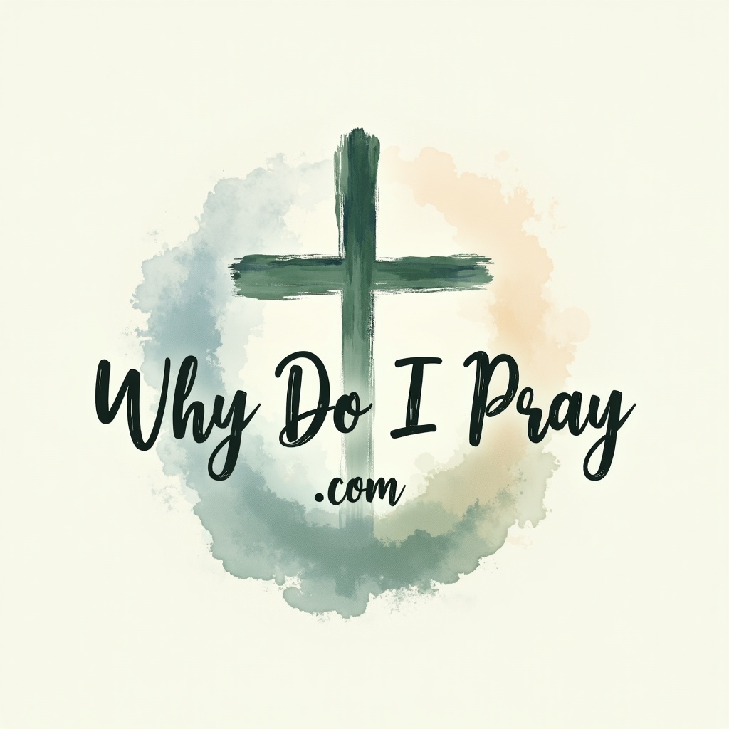 Logo featuring a green cross surrounded by a watercolor background with the text 'Why Do I Pray.com'