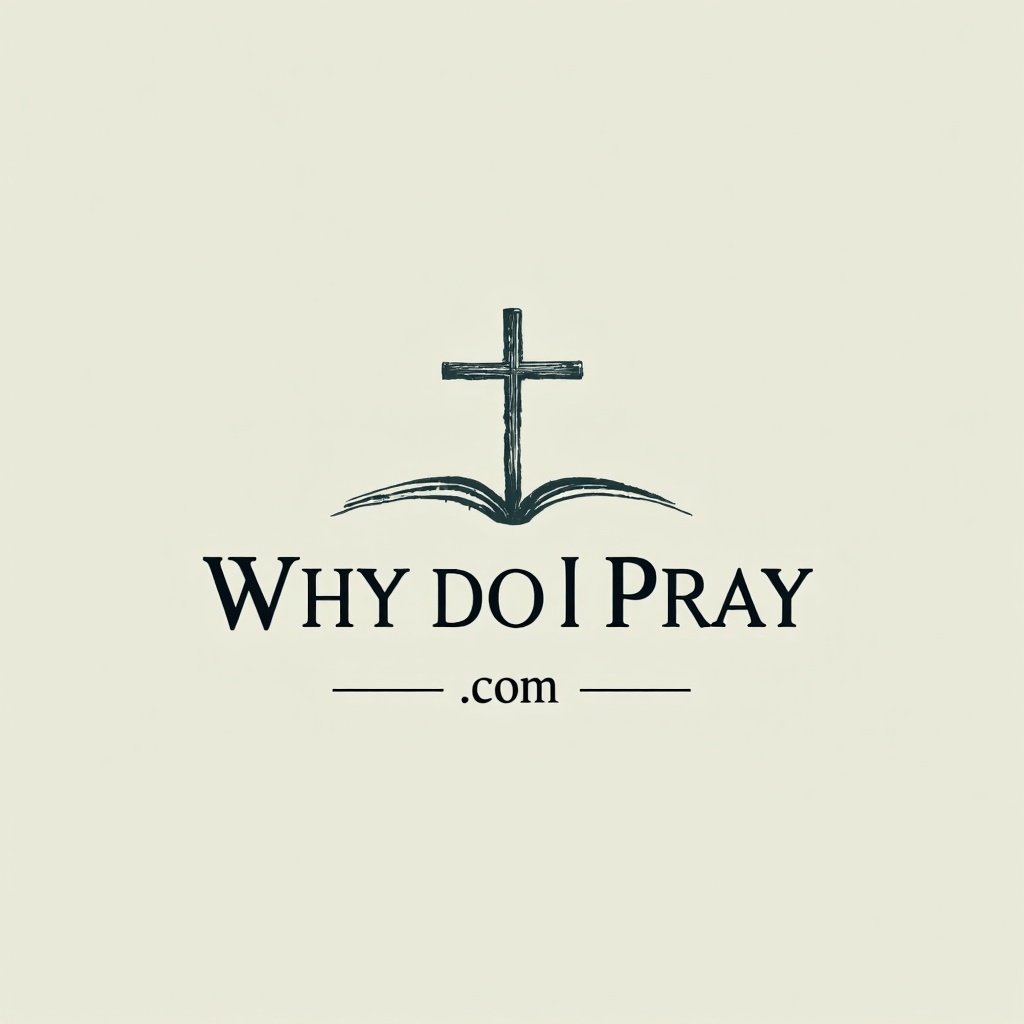Logo of 'Why do I Pray' featuring a cross above an open book.