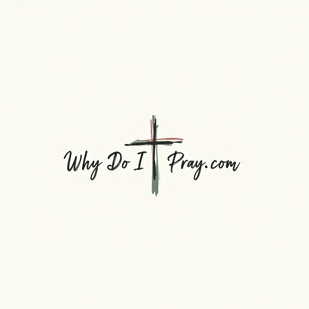 Logo of 'Why Do I Pray.com' featuring a stylized cross and text.